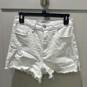 Hollister White Jean Shorts Distressed Cut-Off Style